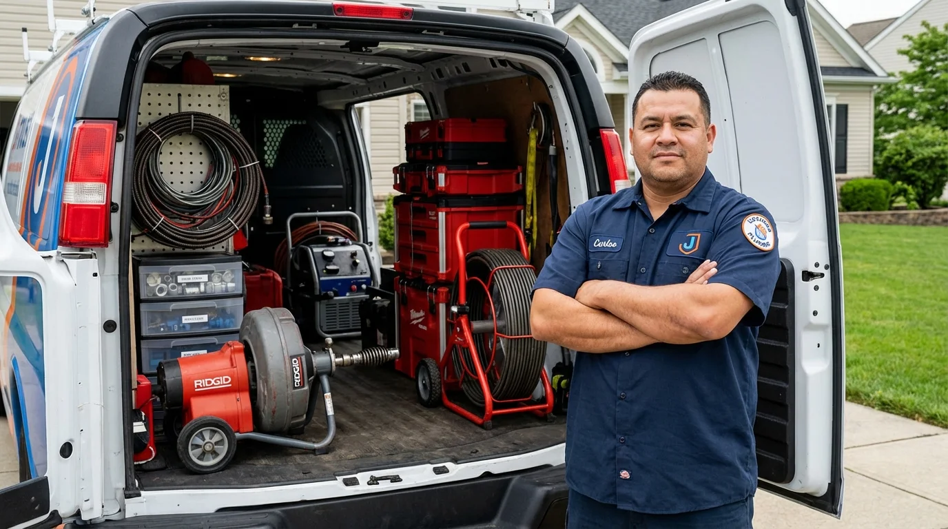 Professional drain cleaning equipment and Johns Plumbing LLC plumber in Shreve
