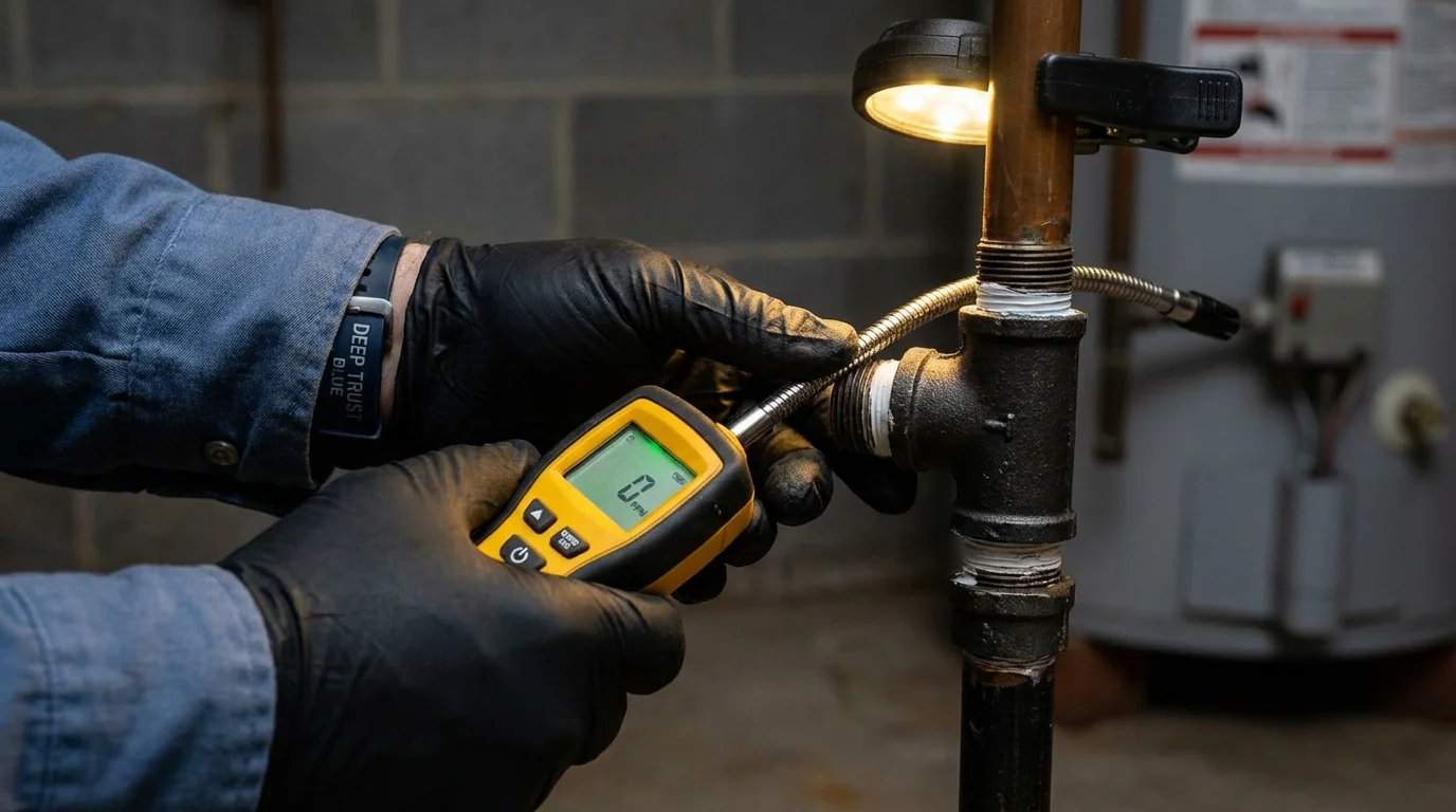 Gas leak detection with electronic sniffer by Johns Plumbing LLC in Shreve