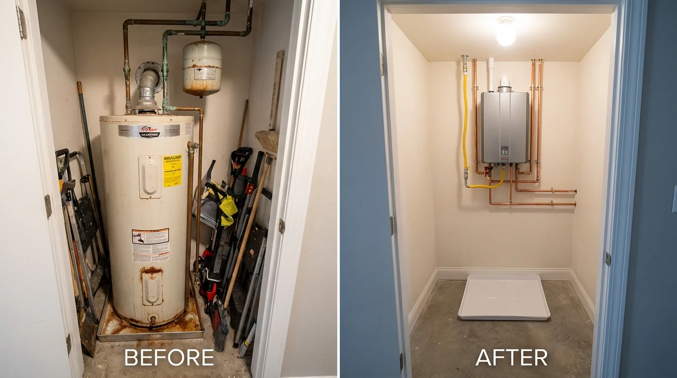 Tank water heater versus wall-mounted tankless unit comparison for Shreve, OH homeowners