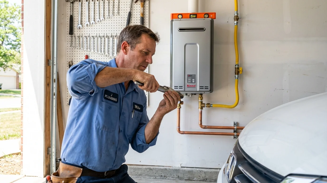 Tankless water heater installation by a Johns Plumbing LLC plumber in Shreve